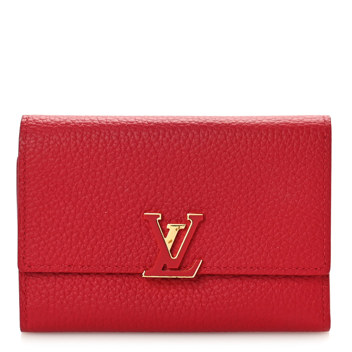 Taurillon Capucines Compact Wallet Rubis