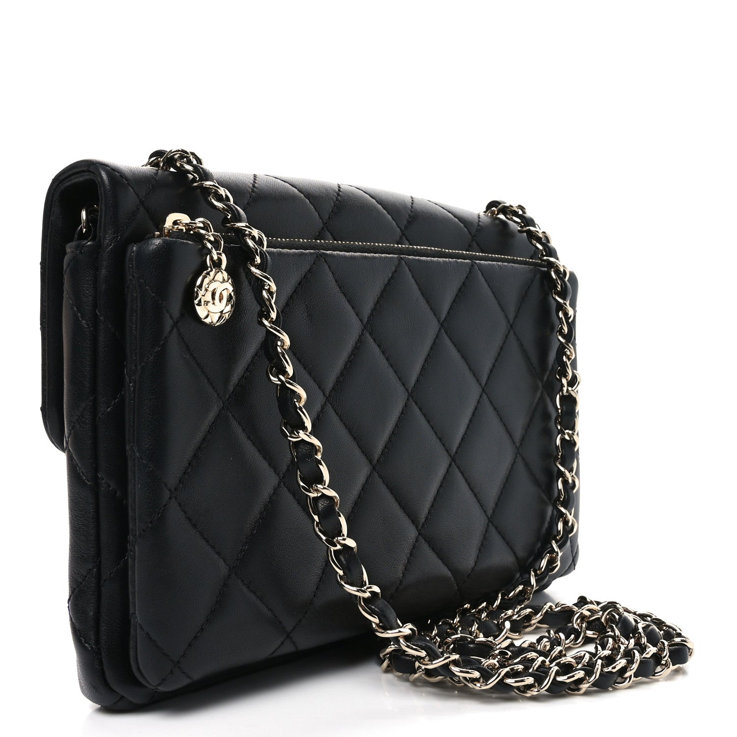 Chanel Lambskin Quilted CC Pocket Clutch With Chain Black 3 of 10