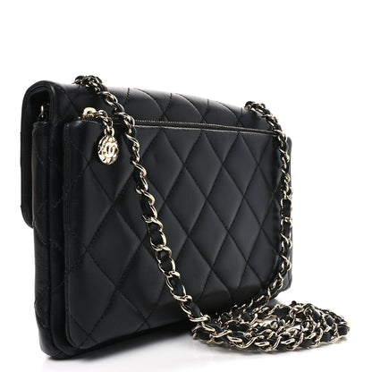 Chanel Lambskin Quilted CC Pocket Clutch With Chain Black 3 of 10