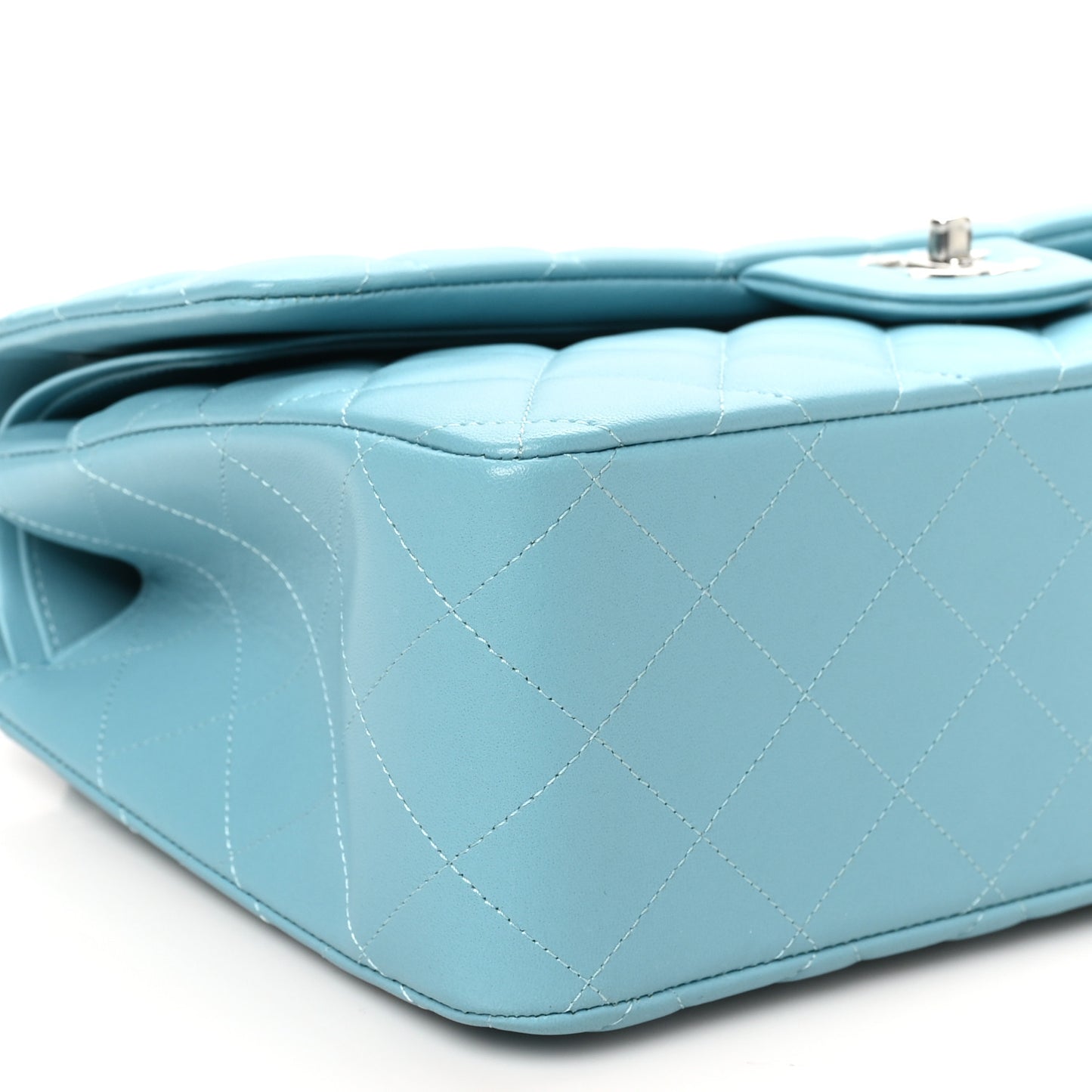 Lambskin Quilted Jumbo Double Flap Blue