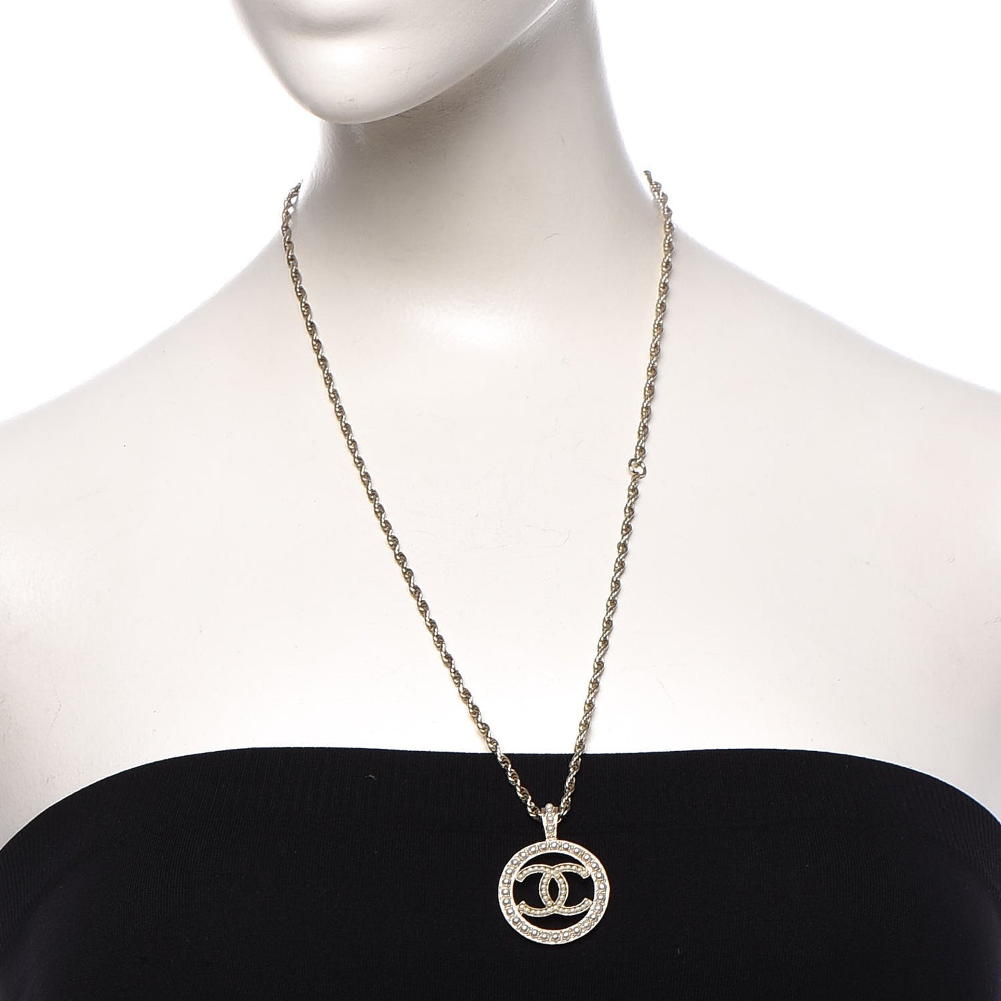 Pearl CC Medallion Necklace Gold