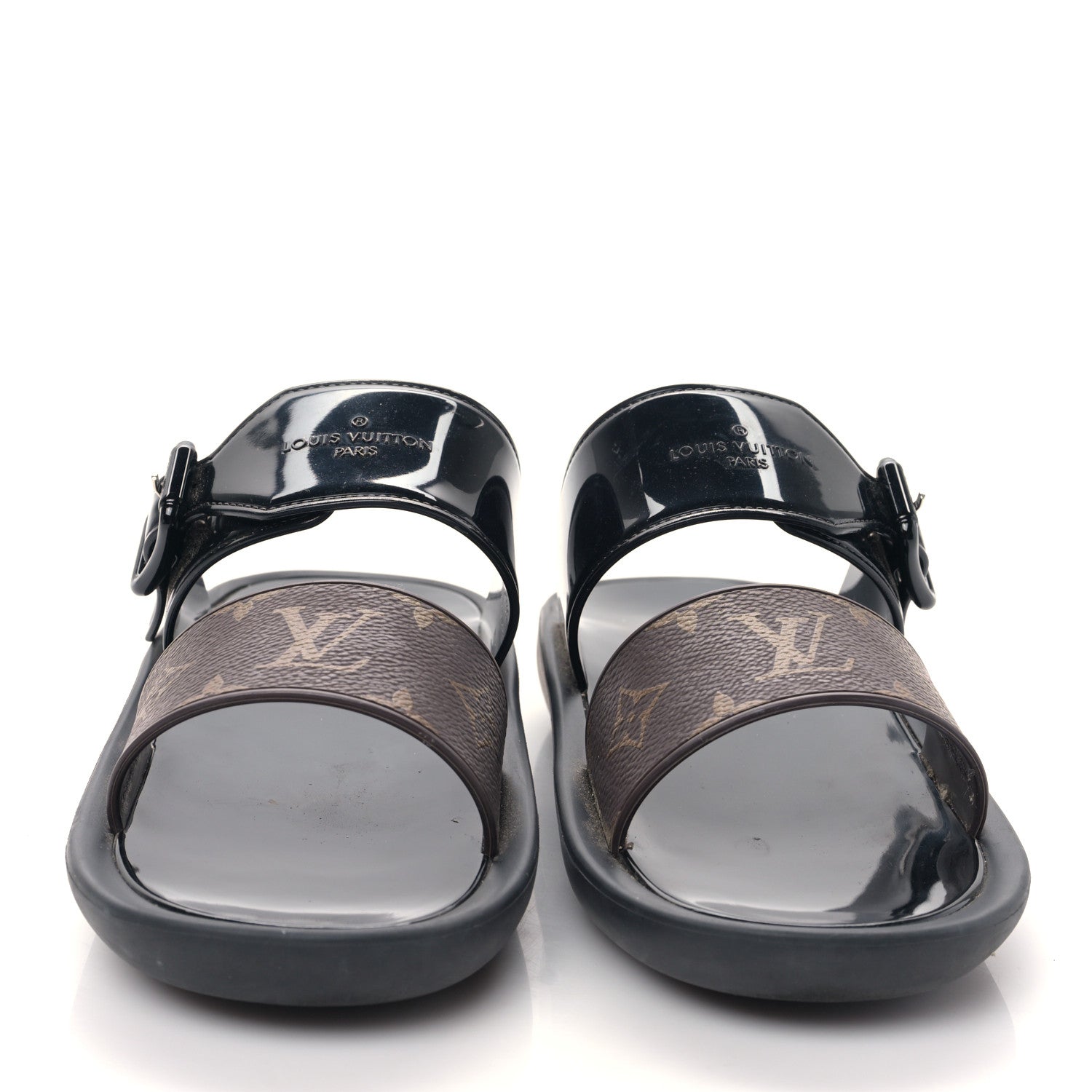Louis Vuitton Monogram Sunbath Flat Mule Sandals 37 Black 2 of 8