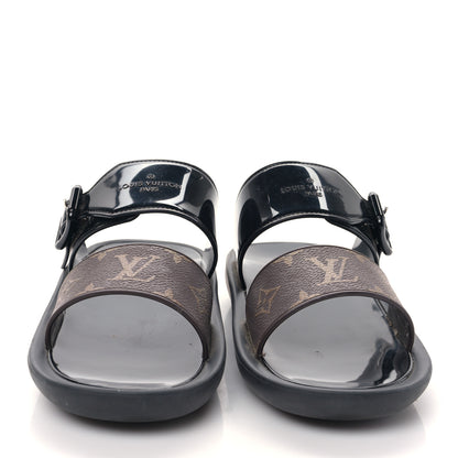 Louis Vuitton Monogram Sunbath Flat Mule Sandals 37 Black 2 of 8