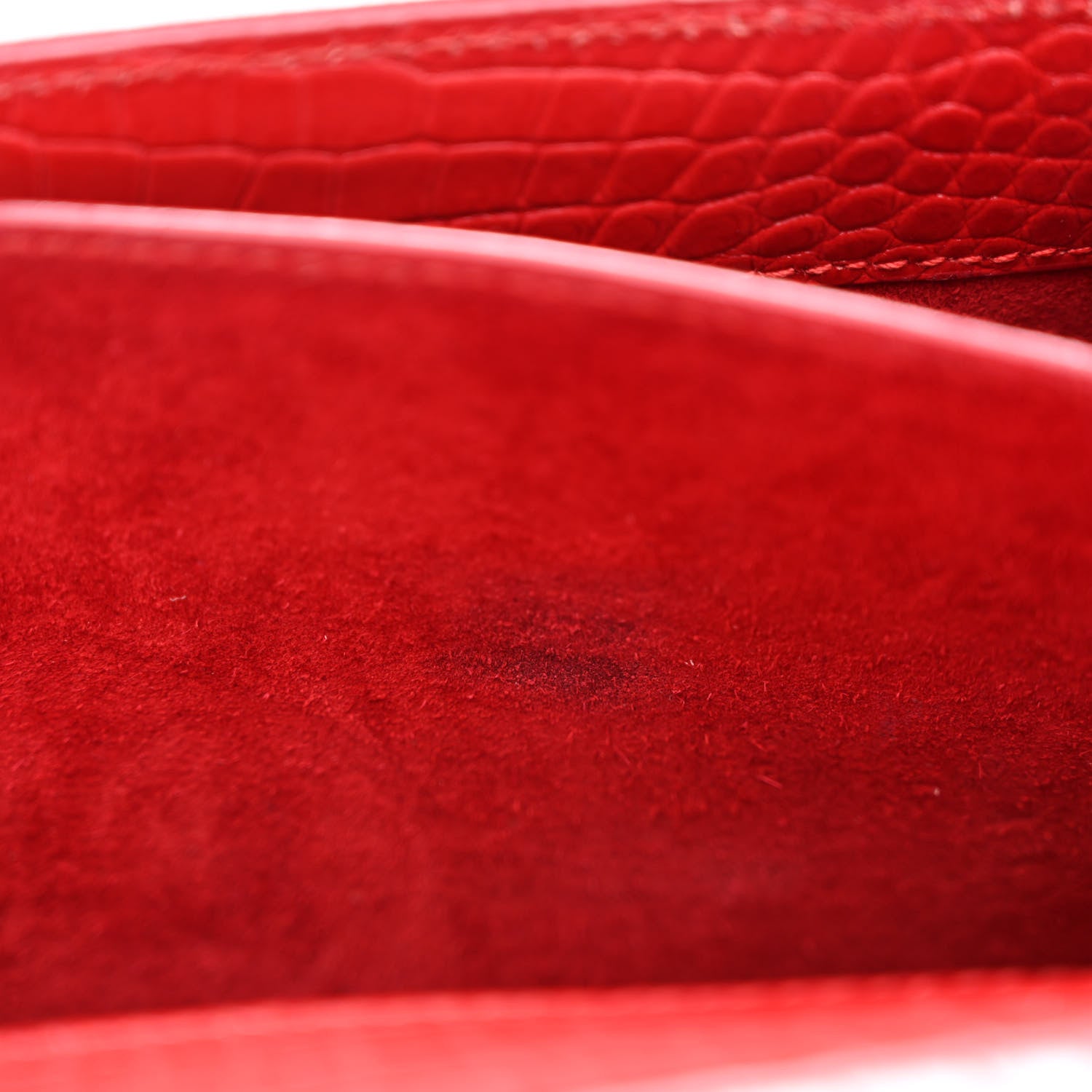 Saint Laurent Calfskin Crocodile Embossed Medium Monogram Sunset Rouge Eros 8 of 11