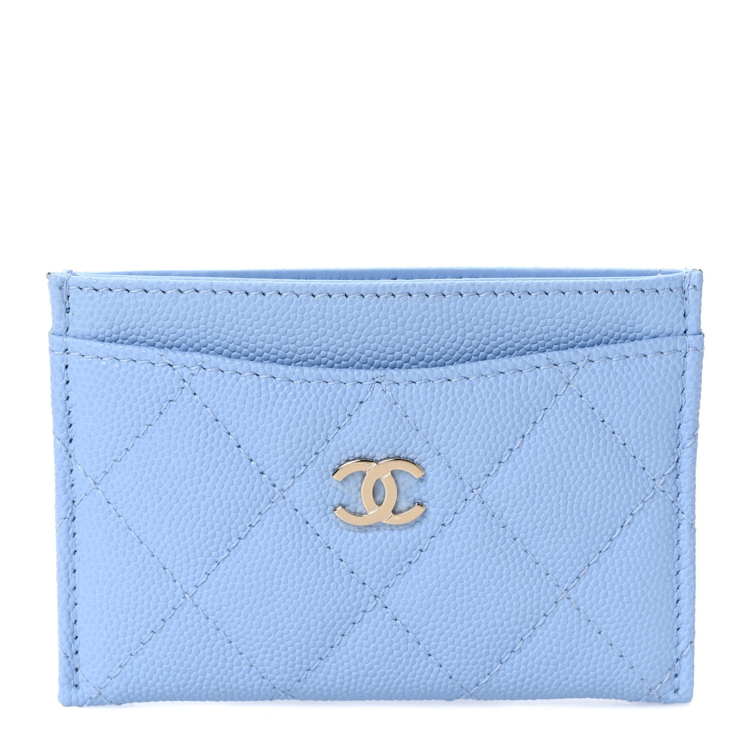 Chanel Caviar Quilted Card Holder Light Blue 1 of 8