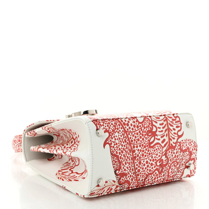 Salvatore Ferragamo Calfskin Printed Small Iconic Top Handle Bag White Red 4 of 10