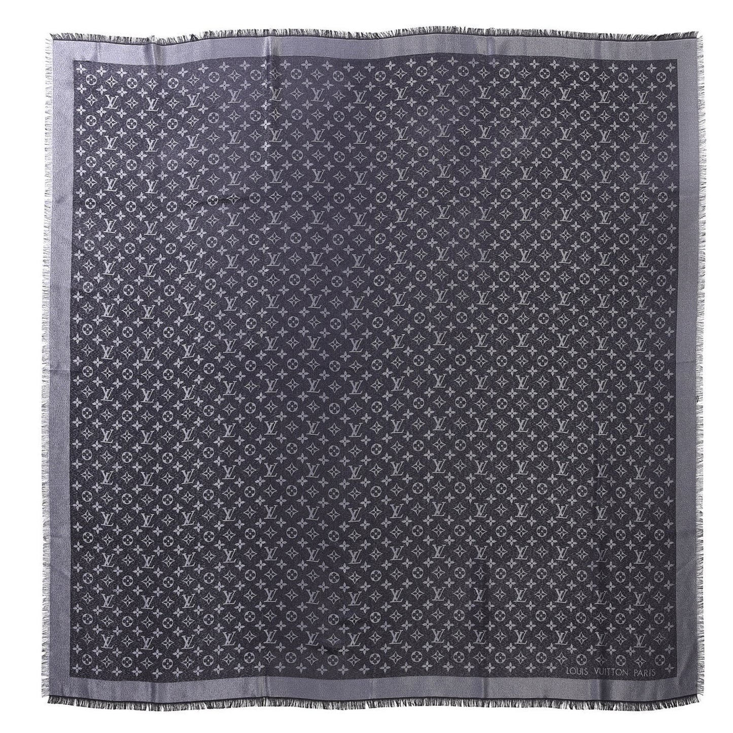 Silk Lurex Wool Monogram Shine Shawl Black