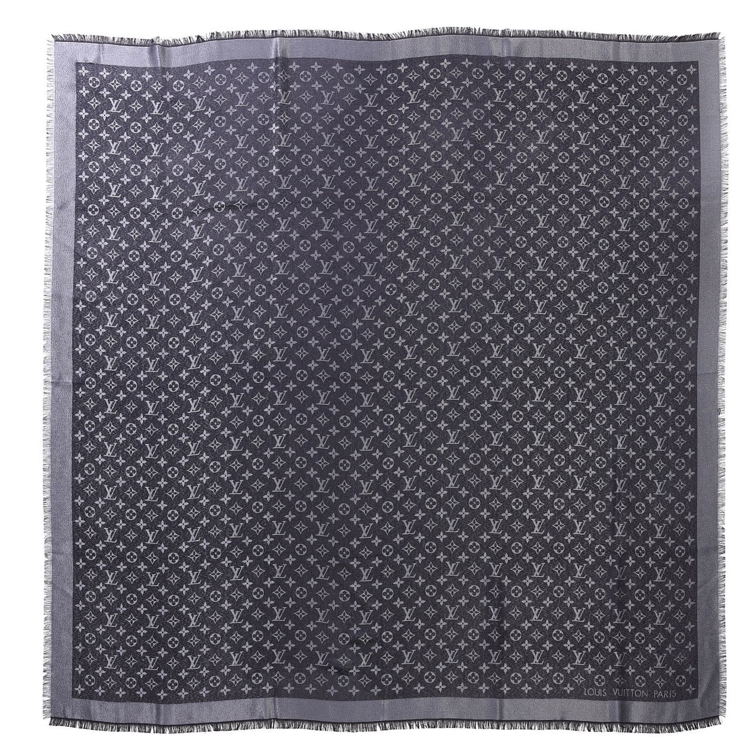 Louis Vuitton Silk Lurex Wool Monogram Shine Shawl Black 1 of 5