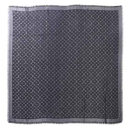 Louis Vuitton Silk Lurex Wool Monogram Shine Shawl Black 1 of 5