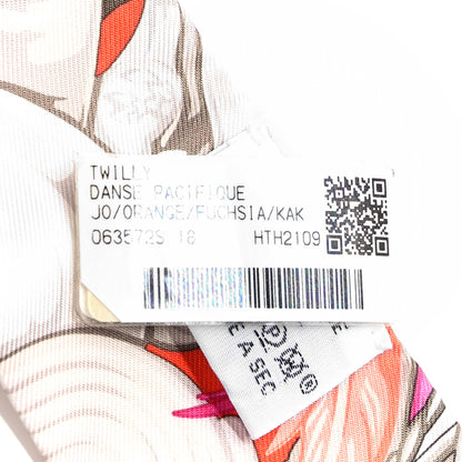 Hermes Silk La Danse Pacifique Twilly Orange Fuchsia Kaki 4 of 4