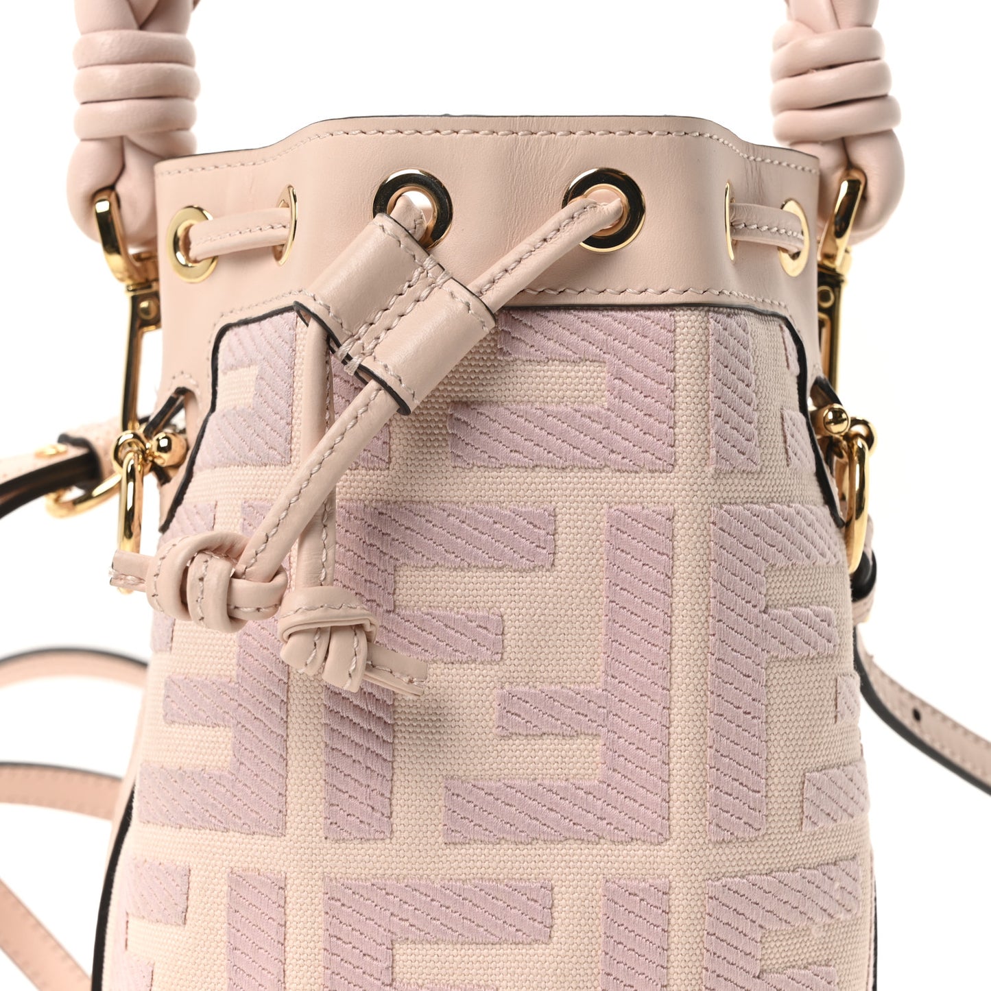 Canvas Nappa F is Fendi FF Embroidered Mini Mon Tresor Bucket Bag Baby Pink