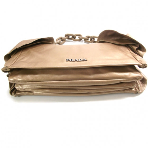 Prada Nappa Ruffle Resin Chainlink Bag Gold 4 of 12