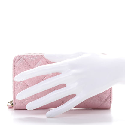 Chanel Iridescent Caviar Quilted Medium Zip Around Wallet Pink 2 of 9