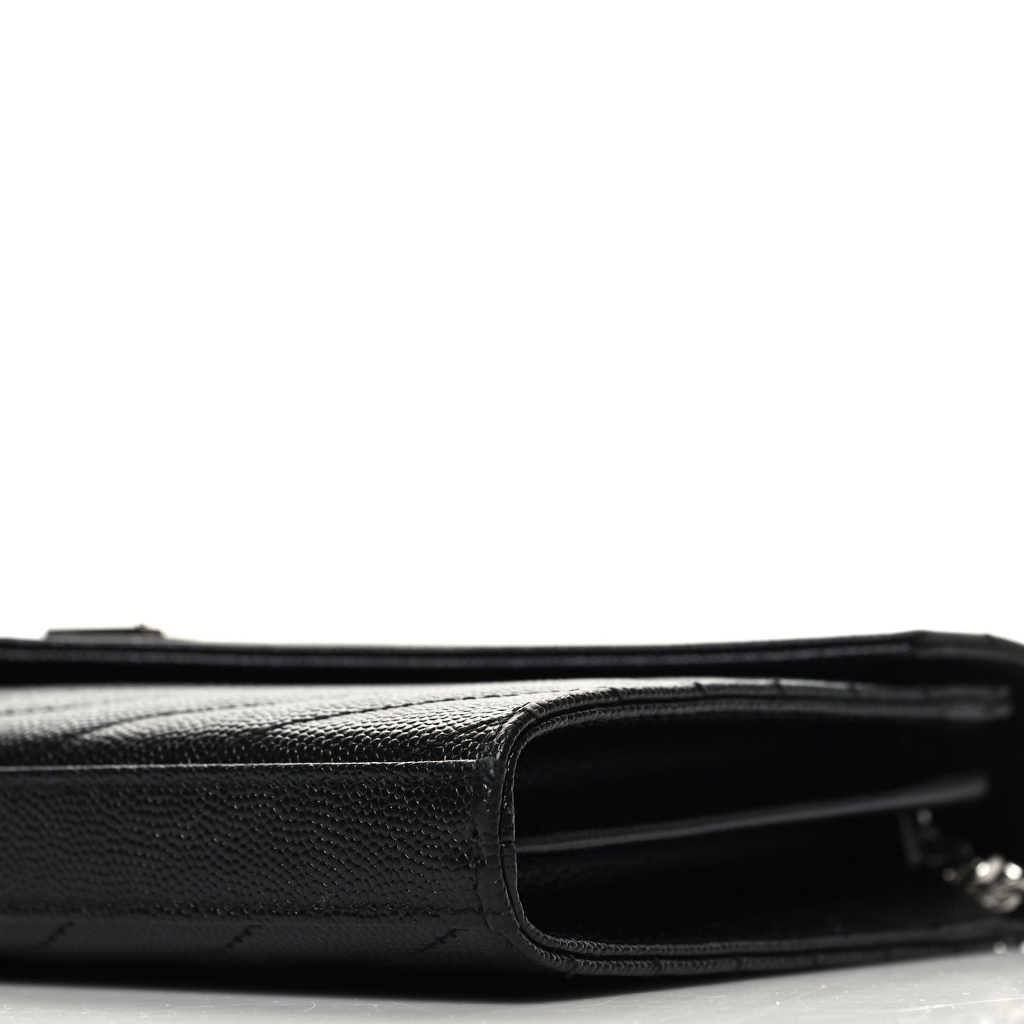 Grain De Poudre Matelasse Chevron Monogram Chain Wallet Black
