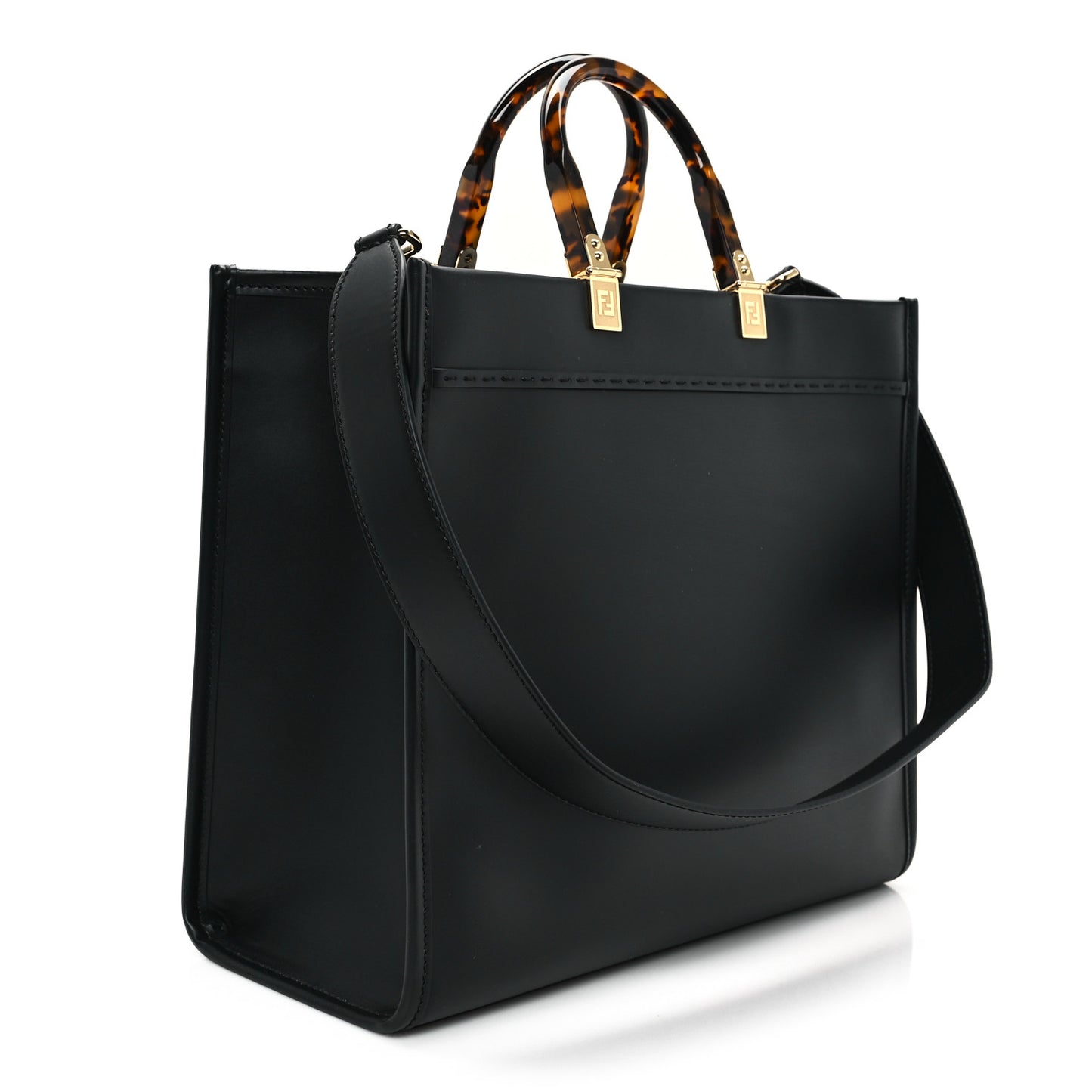 Vitello King Plexiglass Medium Fendi Sunshine Shopper Tote Black