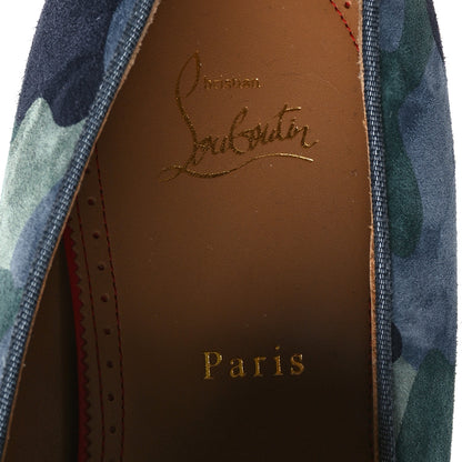 Christian Louboutin Suede Mens Spooky Spiked Flat Loafers 44 Green Blue 7 of 8