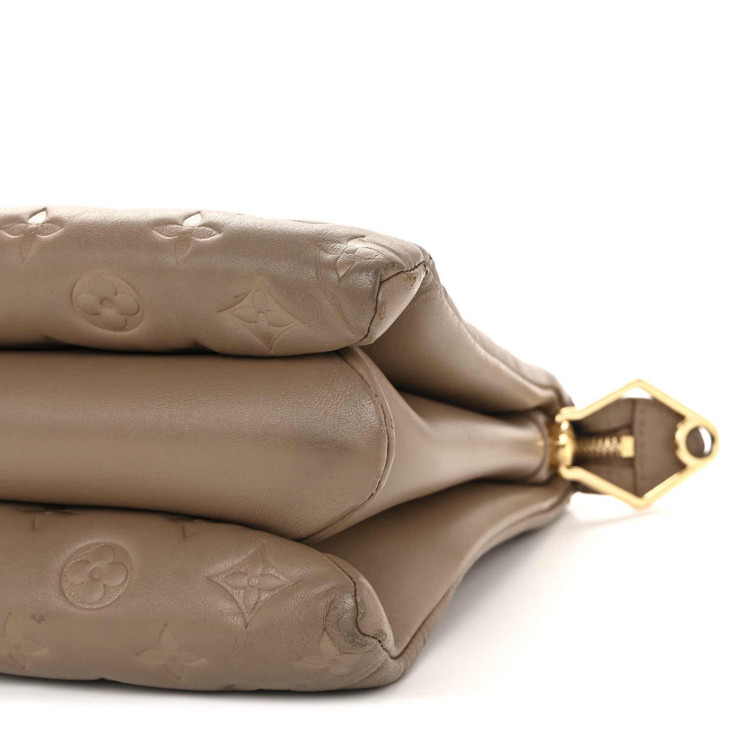 Louis Vuitton Lambskin Embossed Monogram Coussin MM Taupe 9 of 12