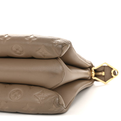 Louis Vuitton Lambskin Embossed Monogram Coussin MM Taupe 9 of 12