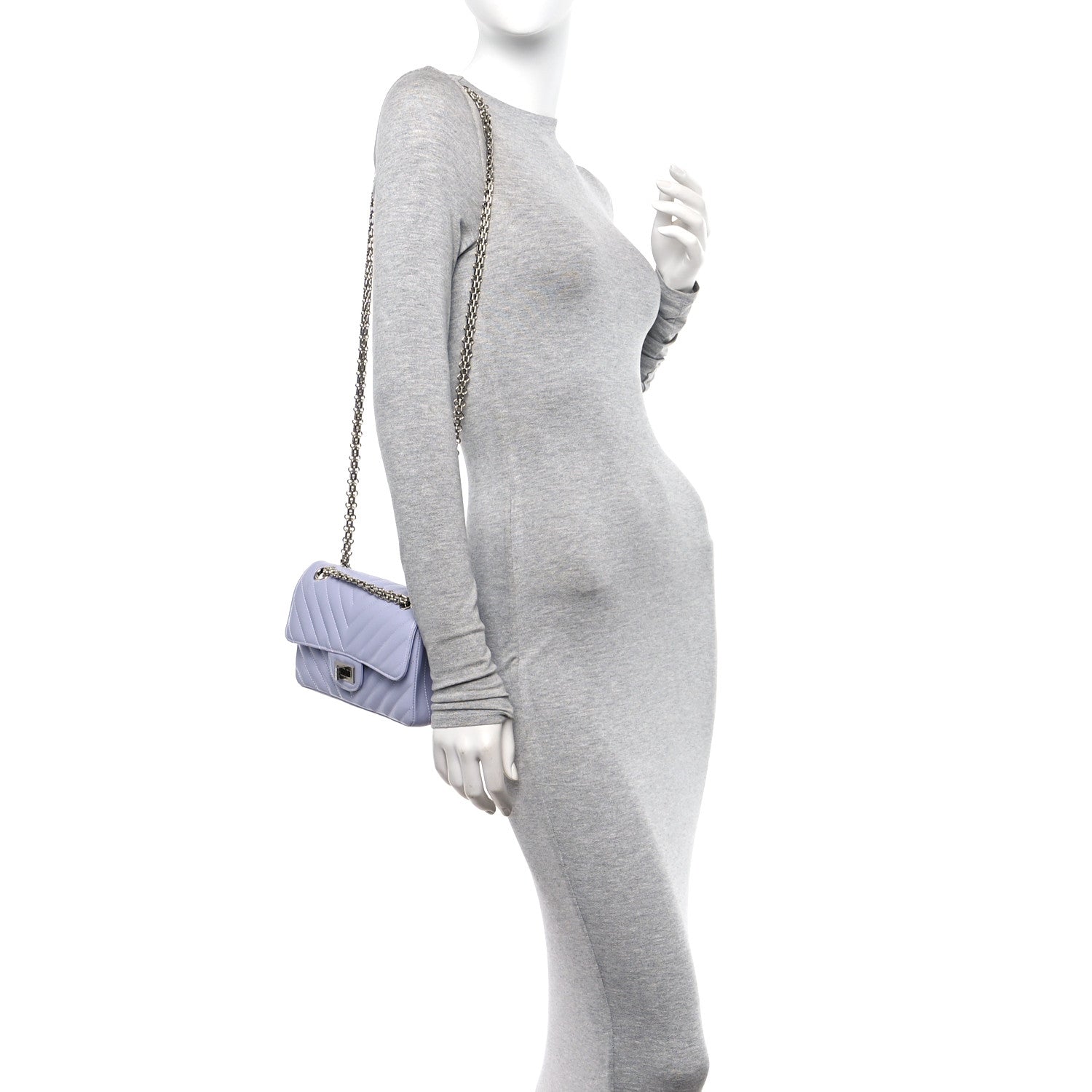 Chanel Aged Calfskin Chevron Quilted 2.55 Reissue Mini Flap Light Purple 2 of 10
