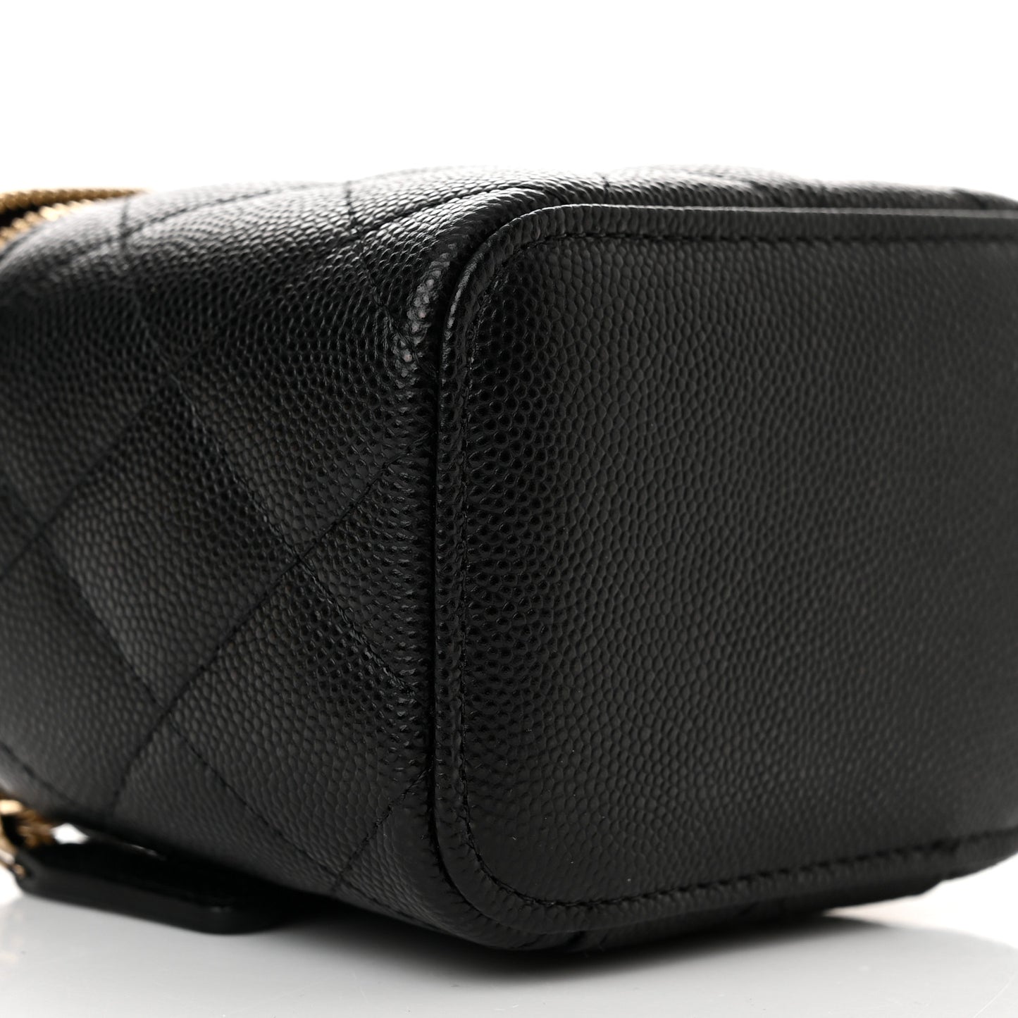 Caviar Quilted Mini Vanity Case With Chain Black