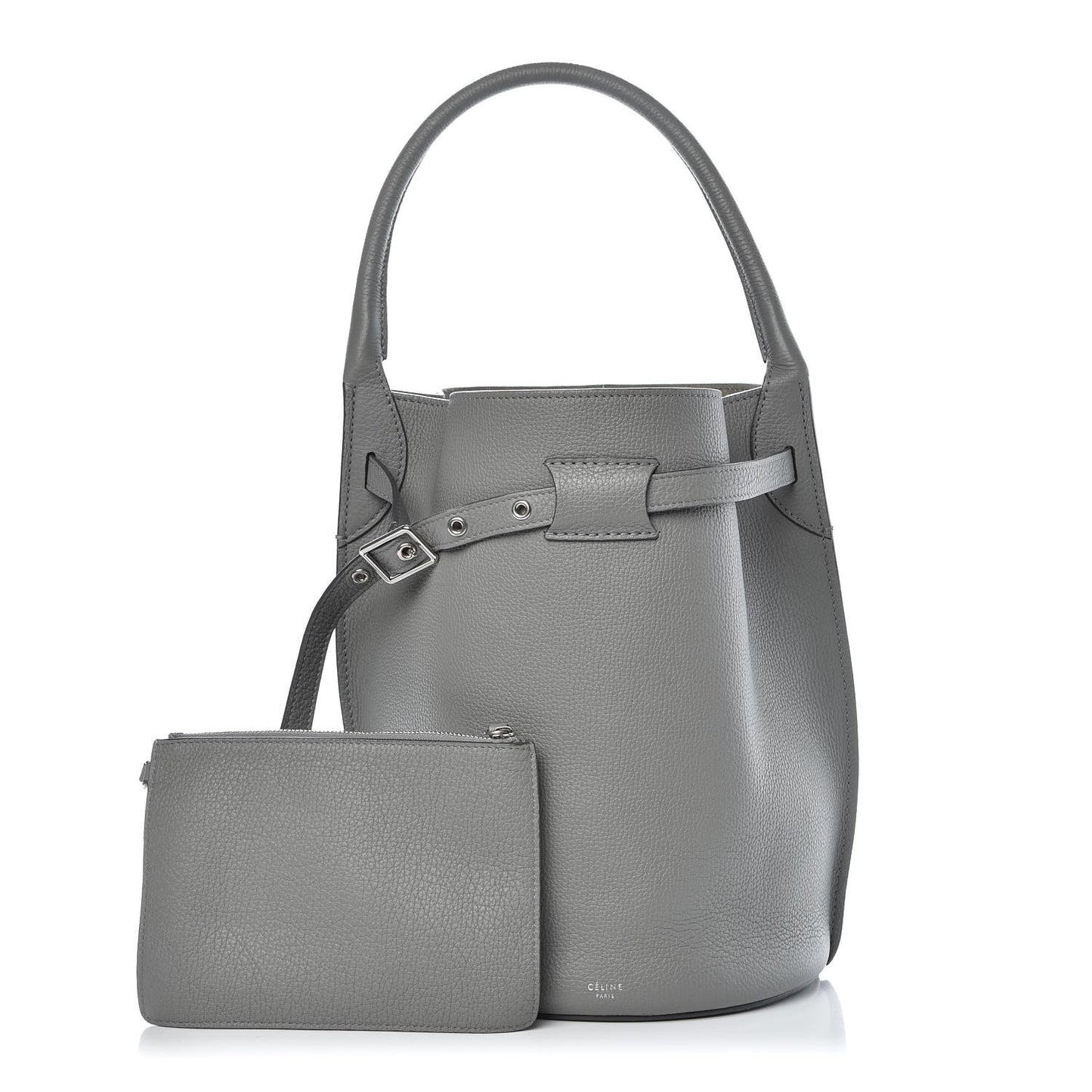 Supple Grained Calfskin Big Bag Bucket Grey