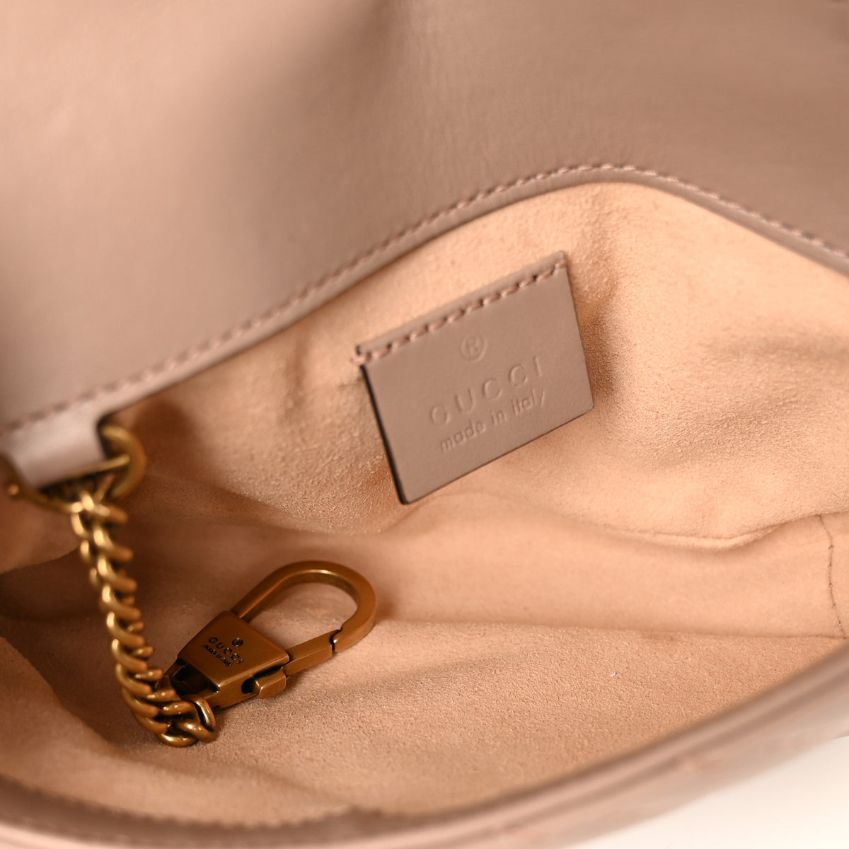Gucci Calfskin Matelasse Super Mini GG Marmont Shoulder Bag Porcelain Rose 5 of 10