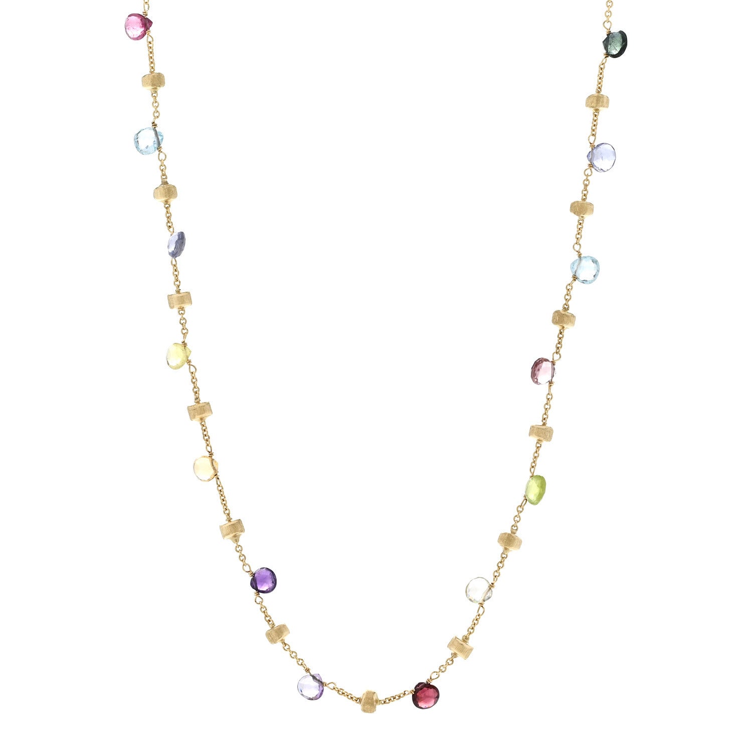 Marco Bicego 18K Yellow Gold Multi Gemstone Paradise Station Necklace 1 of 5