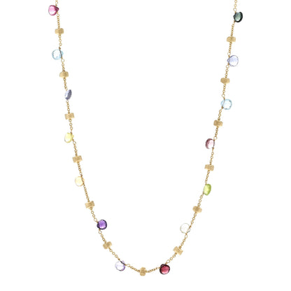 Marco Bicego 18K Yellow Gold Multi Gemstone Paradise Station Necklace 1 of 5