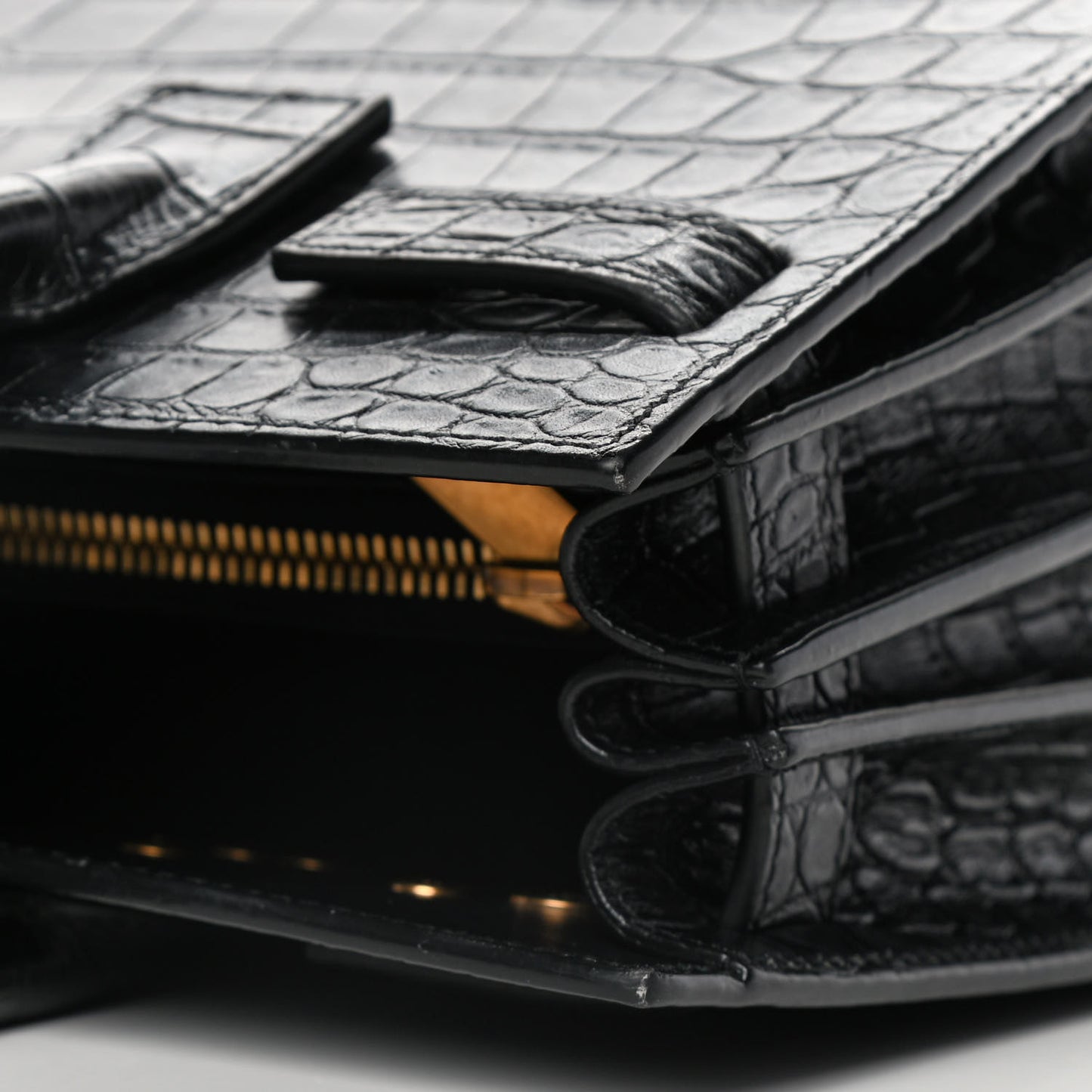 Calfskin Crocodile Embossed Baby Sac De Jour Black