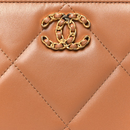 Chanel Lambskin Quilted Chanel 19 Flap Clutch Brown 8 of 10