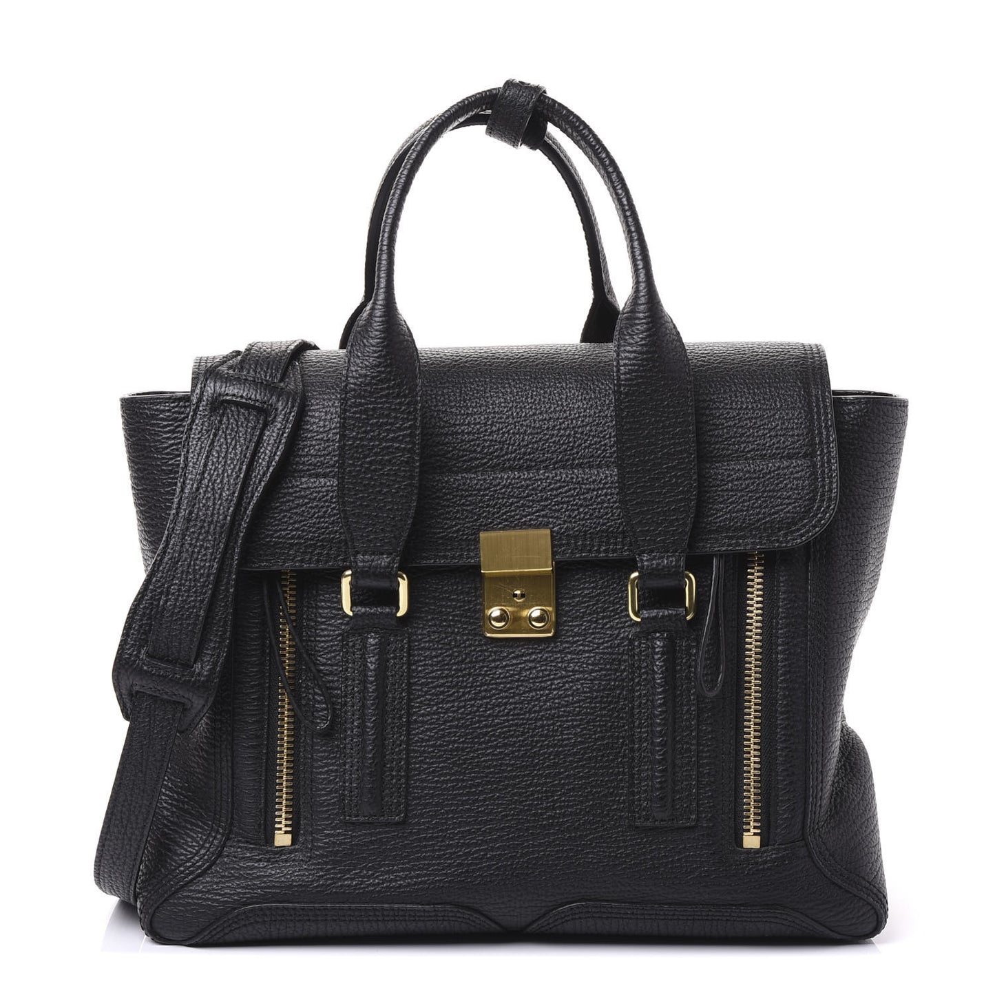 3.1 Textured Calfskin Medium Pashli Satchel Black