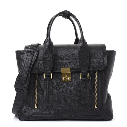 3.1 Phillip Lim 3.1 Textured Calfskin Medium Pashli Satchel Black 1 of 8