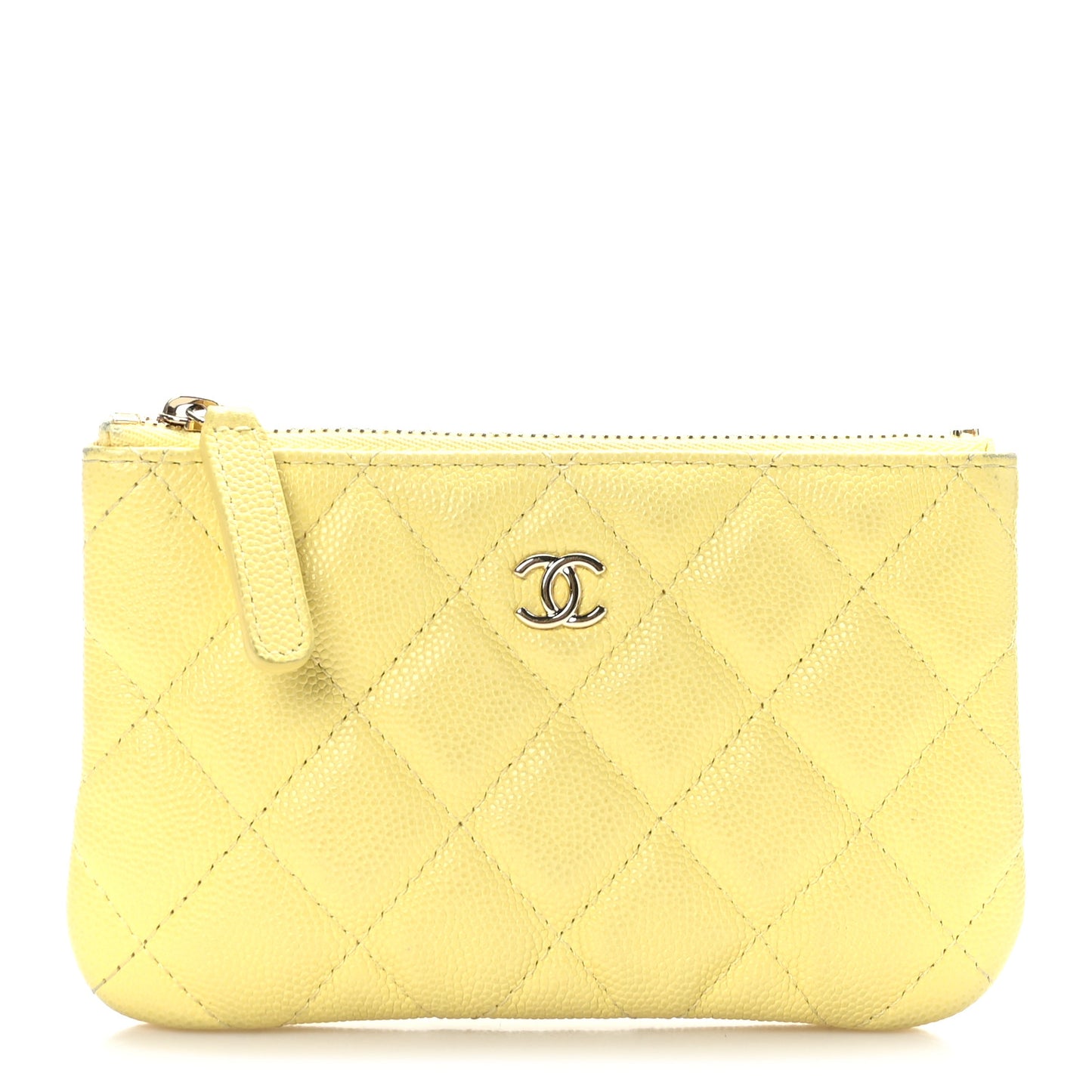 Caviar Quilted Small Pouch Light Yellow