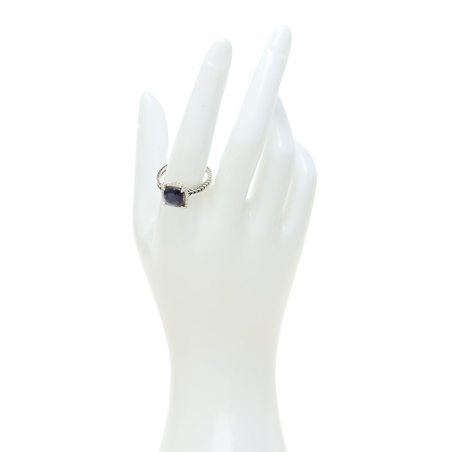 Sterling Silver Diamond Black Orchid 9mm Chatelaine Pave Bezel Ring 62 10