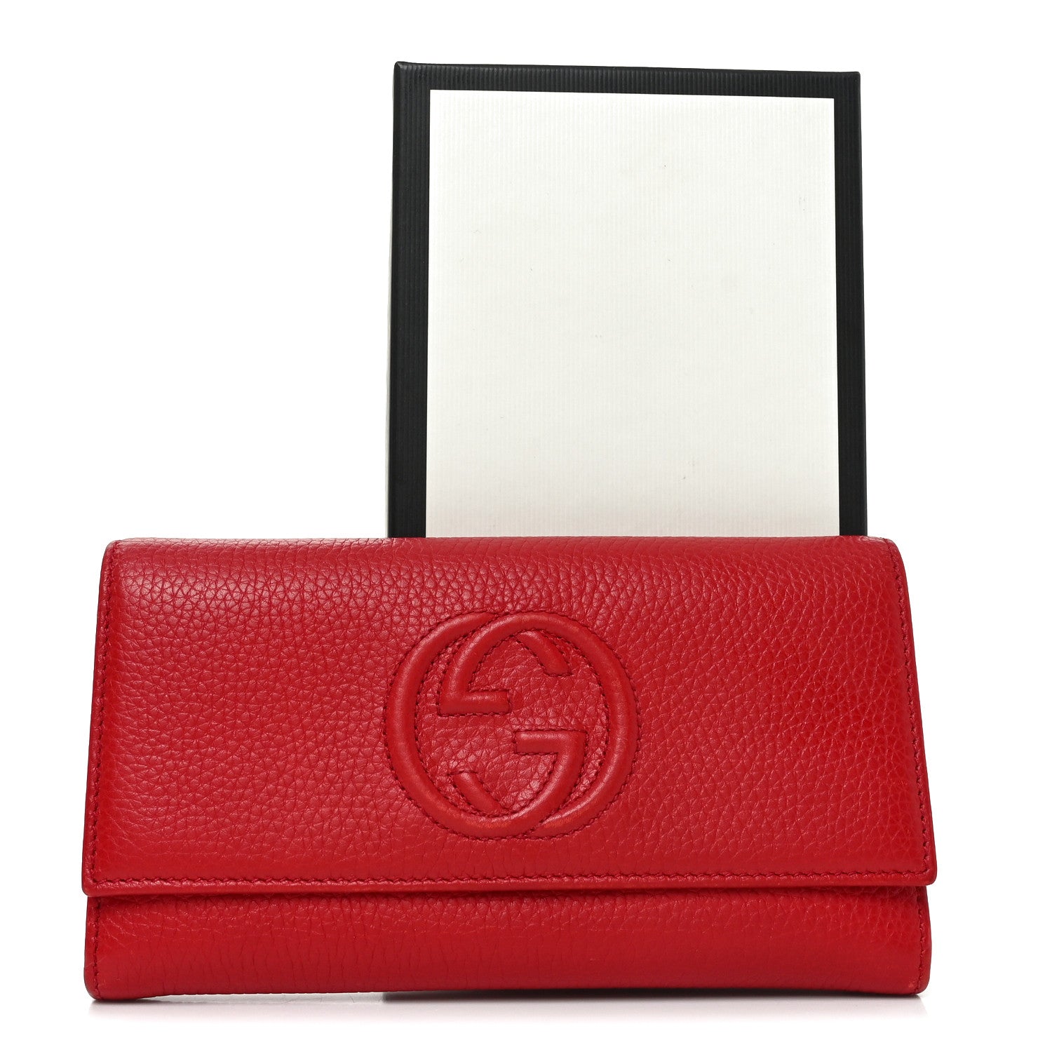 Gucci Pebbled Calfskin Large Soho Continental Wallet Red 8 of 8