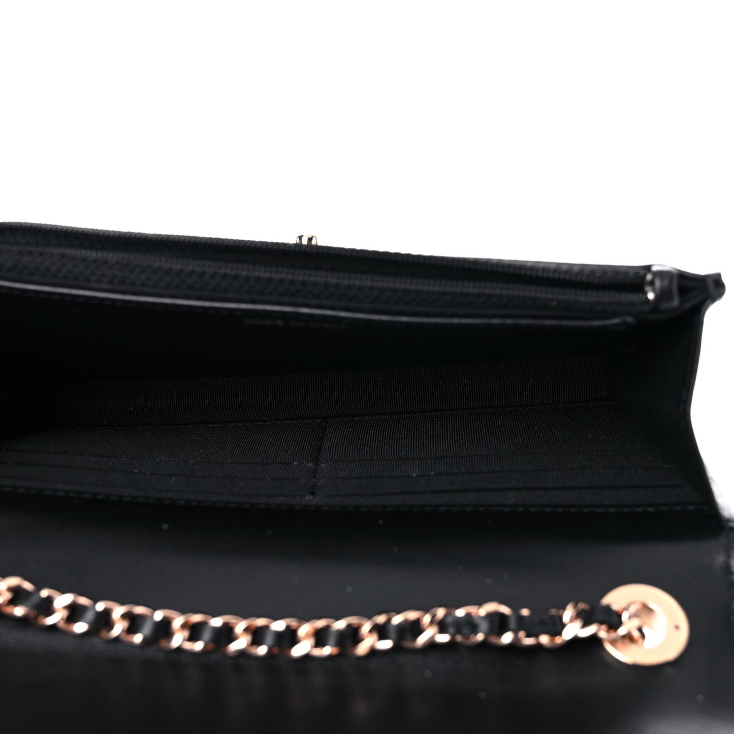 Lambskin Quilted Trendy CC Wallet On Chain WOC Black