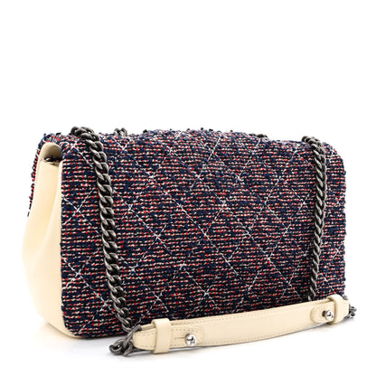 Chanel Tweed Quilted Medium Single Flap Blue Multicolor 3 of 10