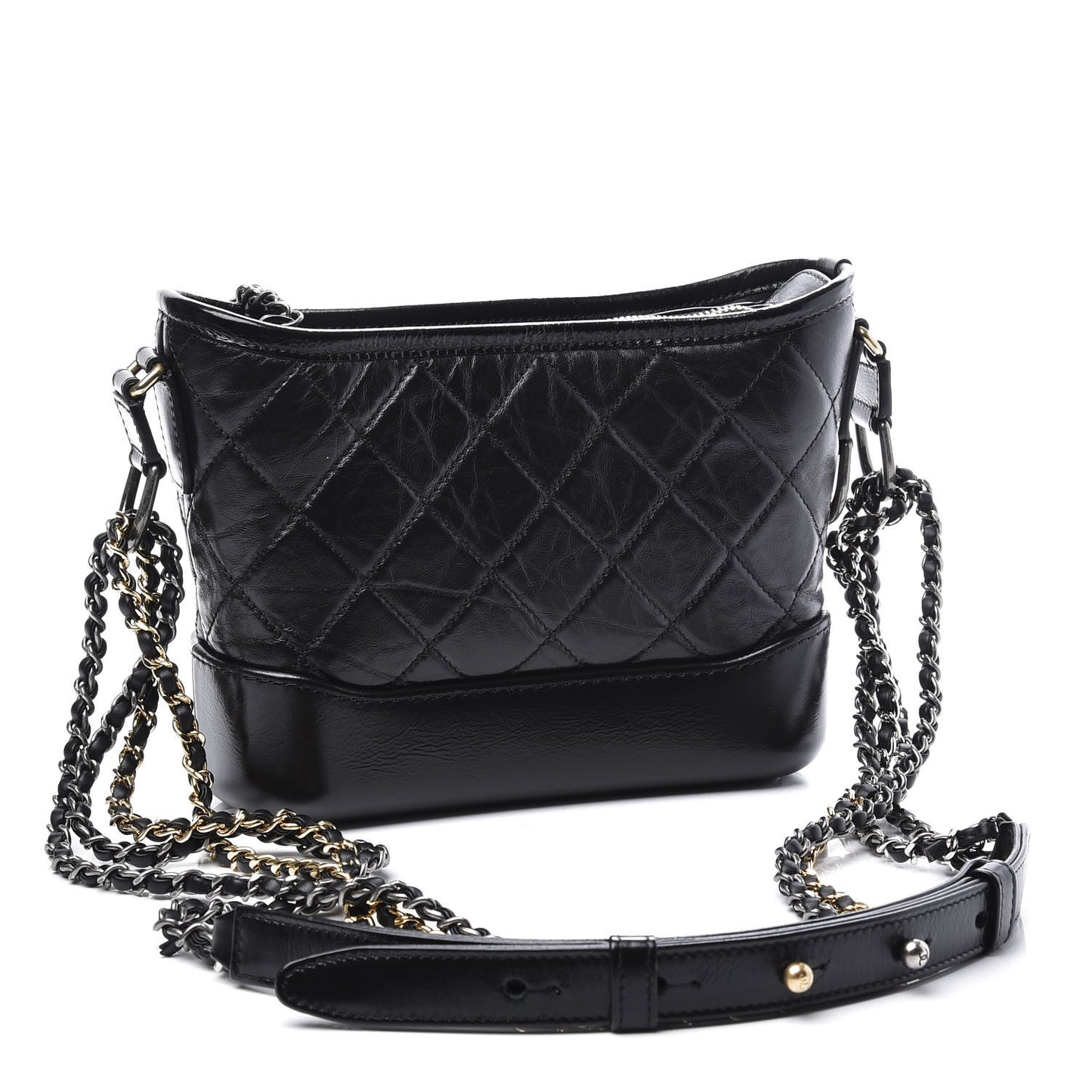 Aged Calfskin Quilted Small Gabrielle Hobo Black