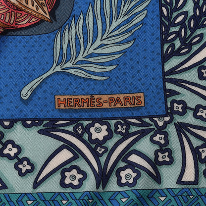 Hermes Cashmere Silk Zenobie Reine De Palmyre Shawl 140 Turquoise Rose Gris Bleuete 3 of 10