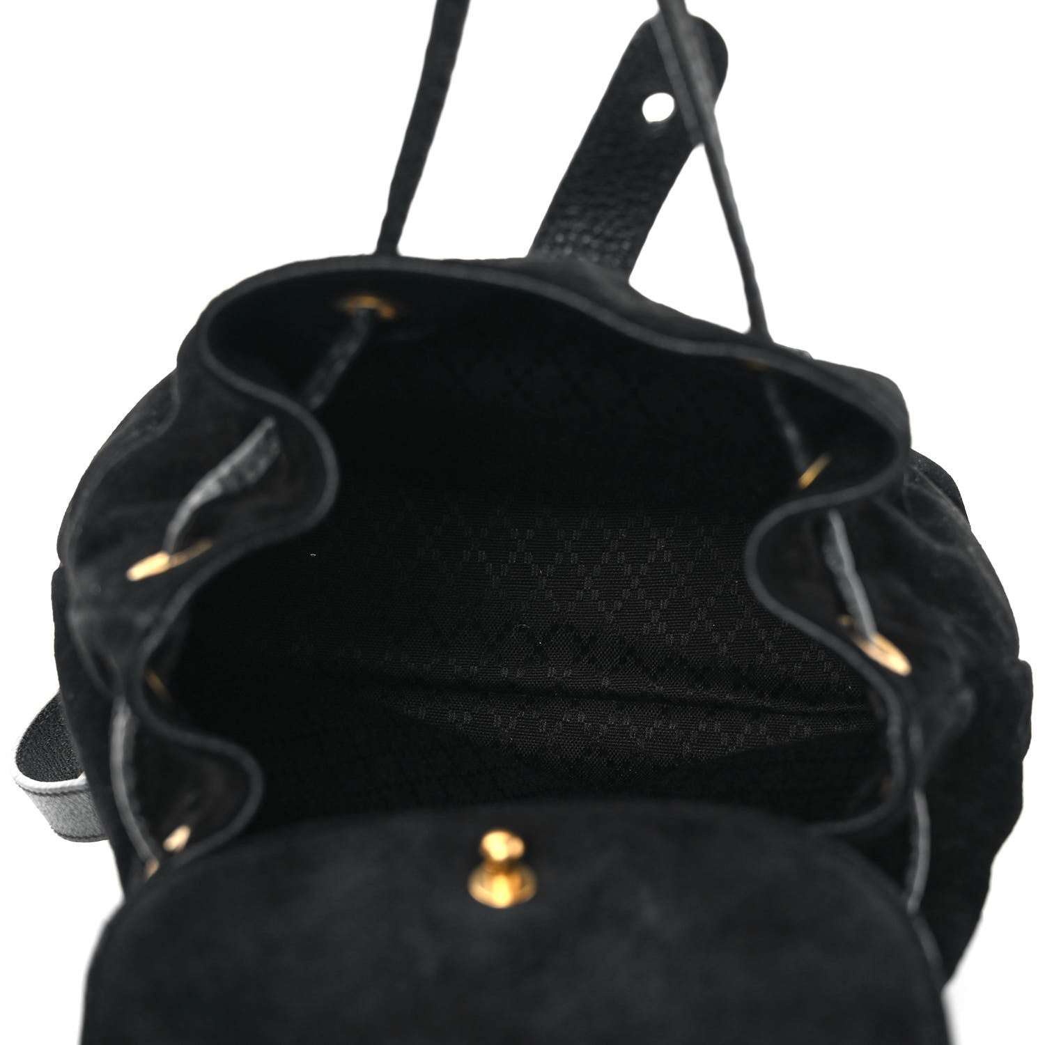 Gucci Calfskin Suede Bamboo Backpack Black 5 of 11