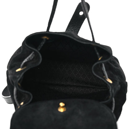 Gucci Calfskin Suede Bamboo Backpack Black 5 of 11