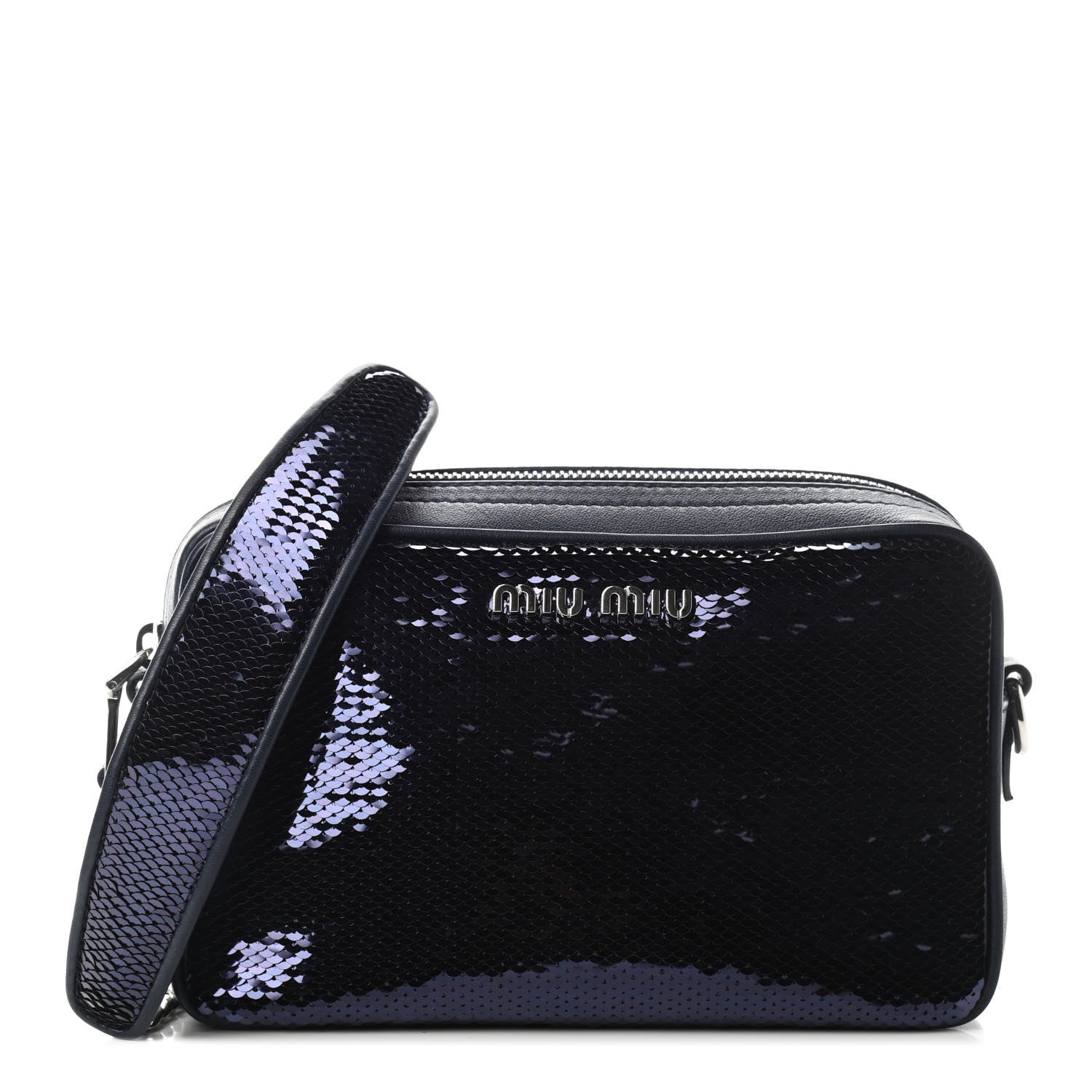 Miu Miu Paillettes Sequin Chain Camera Bag Bleu 1 of 8