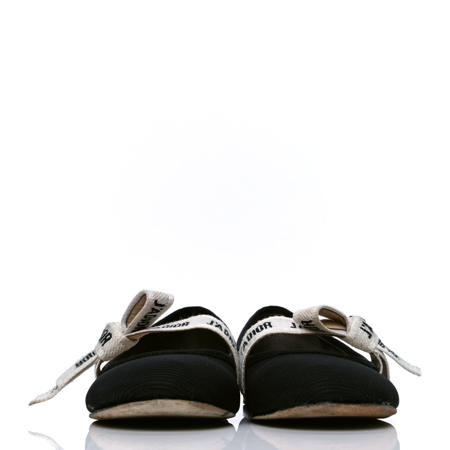Christian Dior Fabric Ribbon Embroidered J'Adior Ballet Flats 37 Black 2 of 6