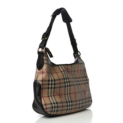 Burberry Haymarket Check Buckle Shoulder Bag Dark Brown 2 of 19