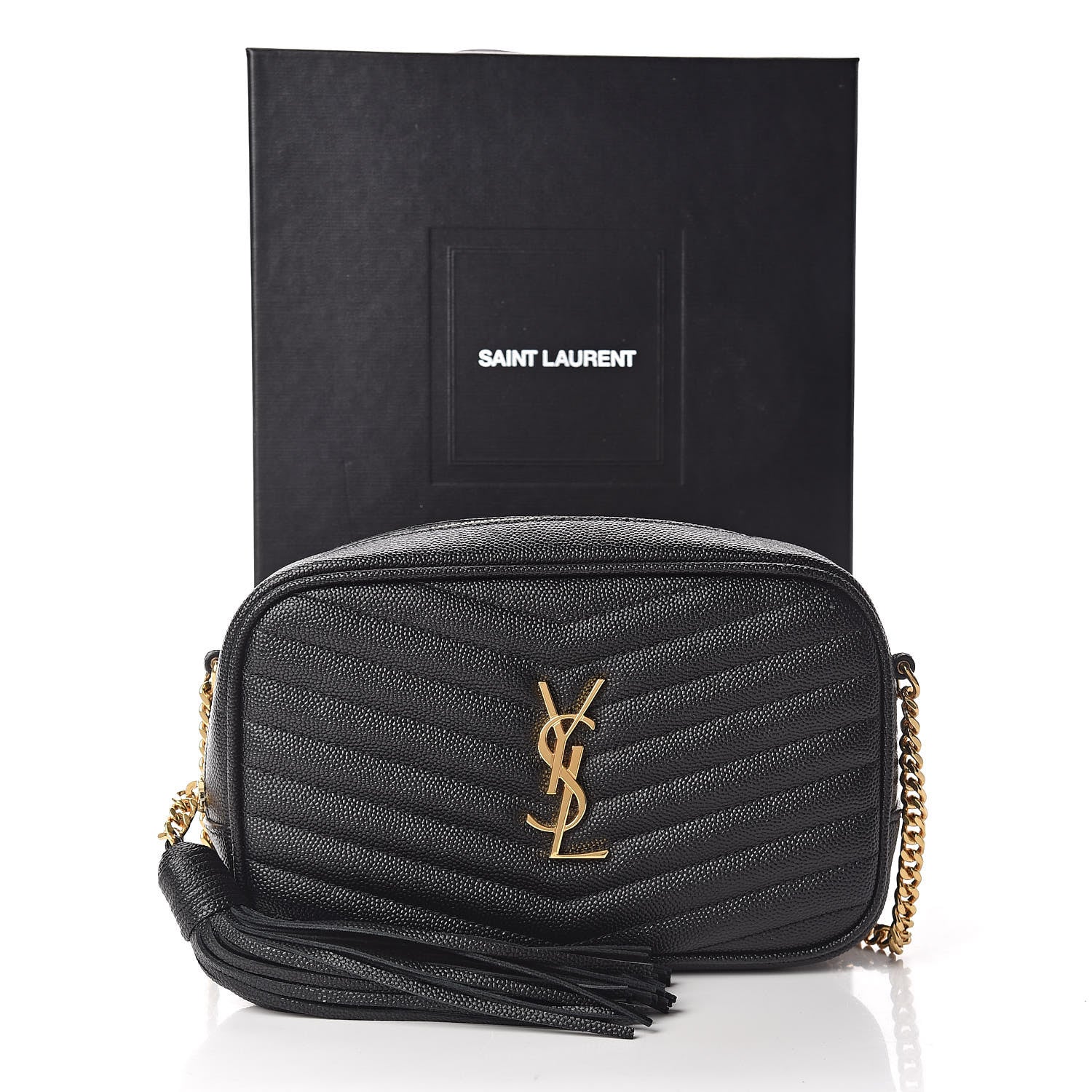 Saint Laurent Grain De Poudre Matelasse Monogram Mini Lou Camera Bag Black 10 of 10