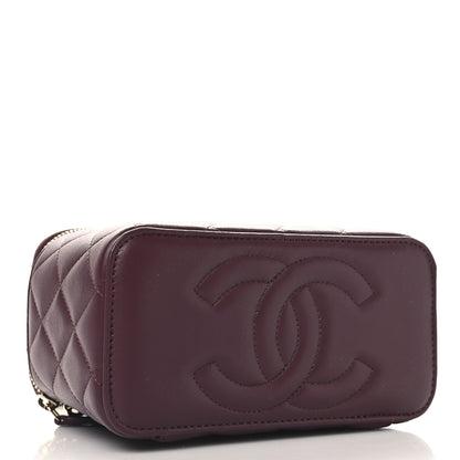 Chanel Lambskin Quilted Metal Small Top Handle Vanity Case With Chain Burgundy 4 of 12