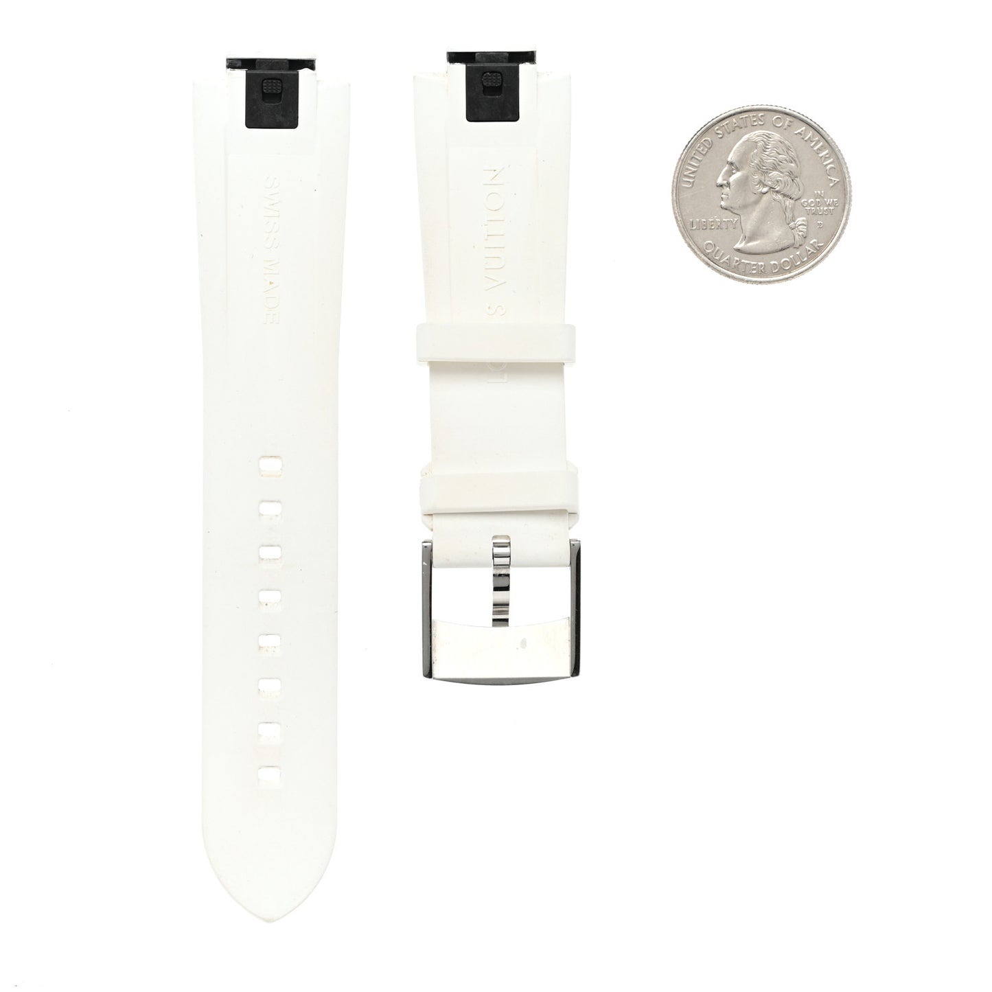 Rubber Monogram Tambour Watch Strap White