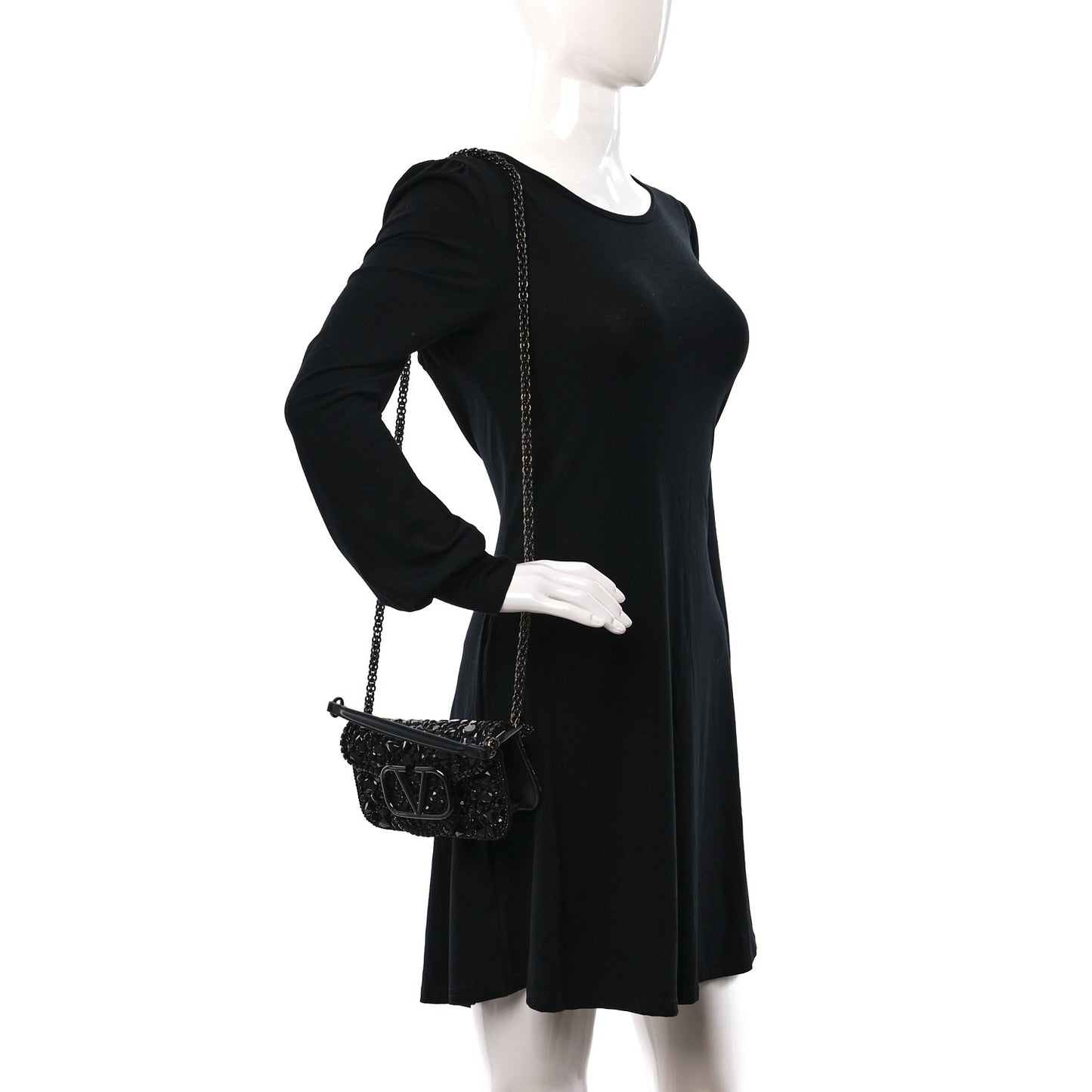 Crystal Nappa Monochrome Vlogo Small Loco Shoulder Bag Black