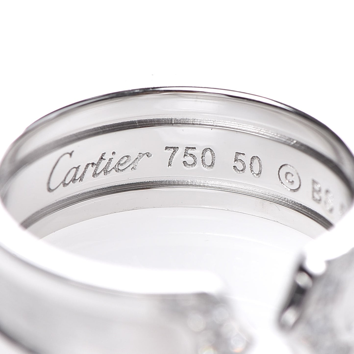 18K White Gold Diamond 6.5mm Logo De Ring 50 5.25