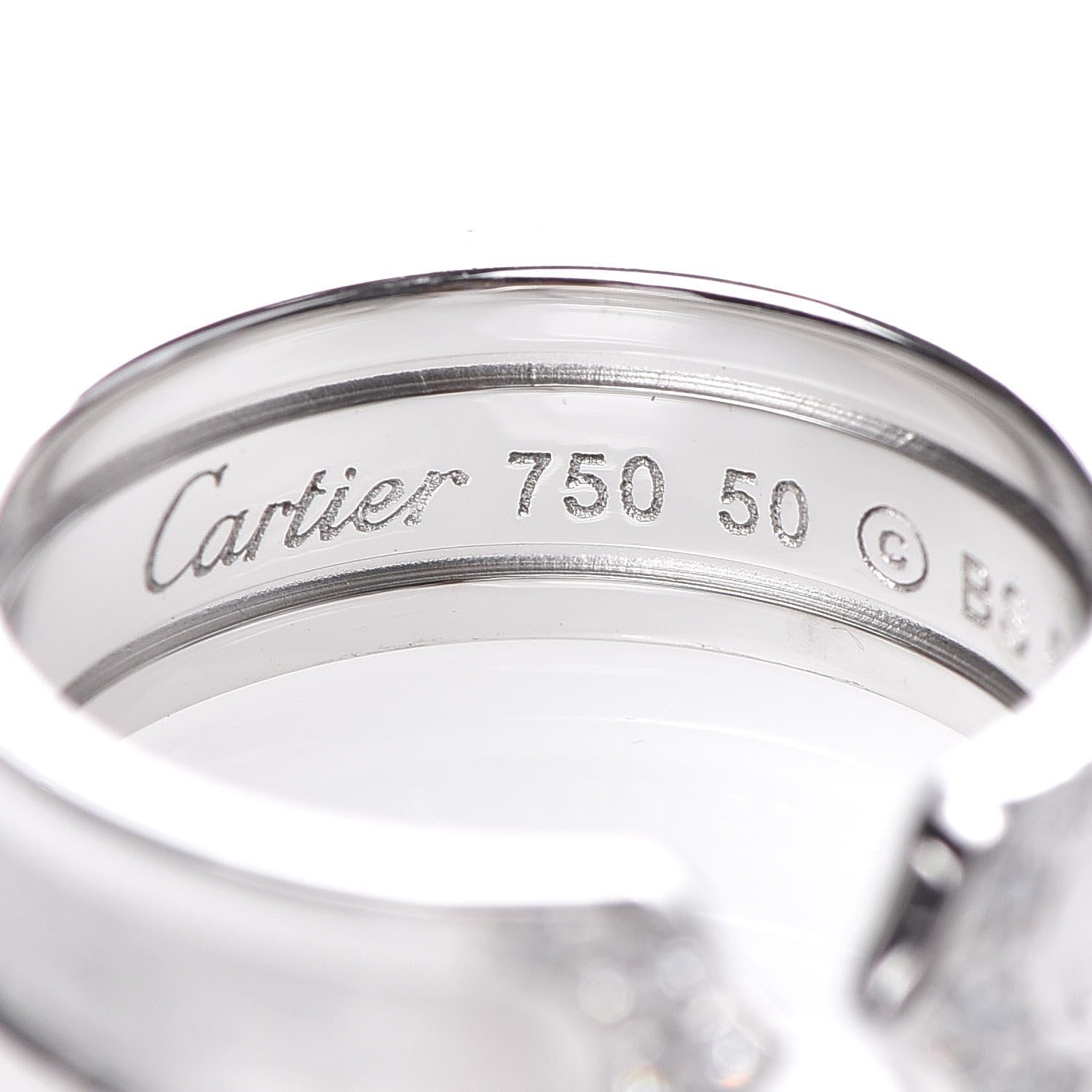 Cartier 18K White Gold Diamond 6.5mm Logo De Ring 50 5.25 4 of 5